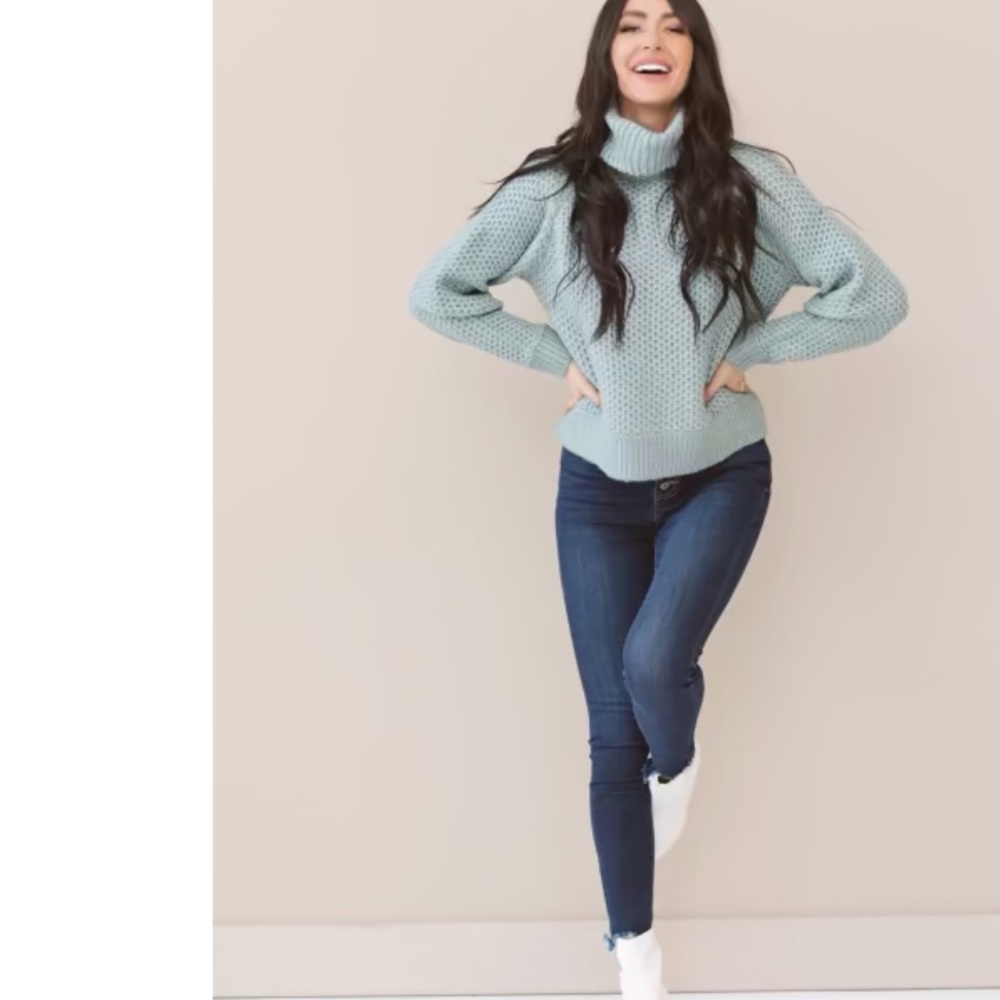 Melange Turtleneck Waffle Sweater - Picture 3 of 7